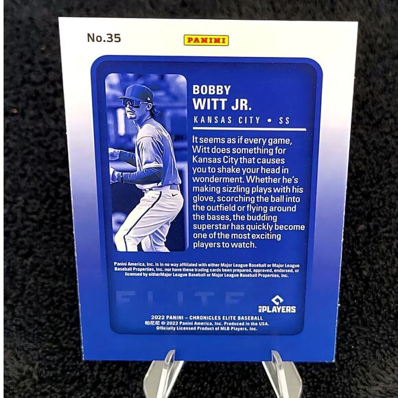 Bobby Witt Jr. (RC) 2022 Elite #35 Kansas City Royals - Picture 2 of 2